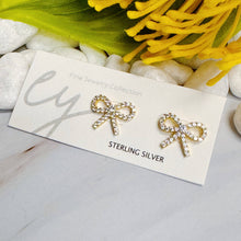 Load image into Gallery viewer, Mini Bow + Pave Earrings