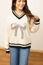 Load image into Gallery viewer, Silver Sequin Bow Sweater