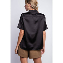 Load image into Gallery viewer, Black Satin Button Down