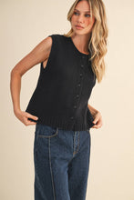 Load image into Gallery viewer, Noir Button-up Sweater Vest