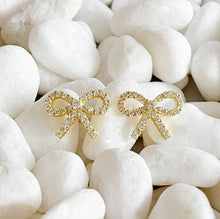Load image into Gallery viewer, Mini Bow + Pave Earrings