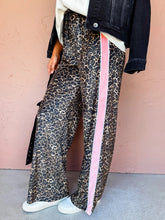 Load image into Gallery viewer, Leopard + Pink Velour Track Pants