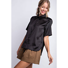 Load image into Gallery viewer, Black Satin Button Down