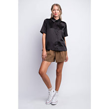 Load image into Gallery viewer, Black Satin Button Down