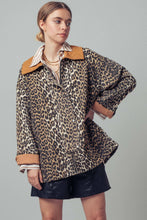 Load image into Gallery viewer, Leopard Print Cord Collar Barn Jacket