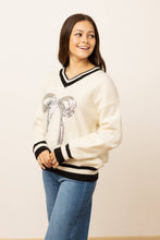 Load image into Gallery viewer, Silver Sequin Bow Sweater