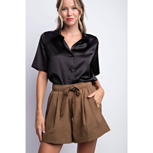 Load image into Gallery viewer, Black Satin Button Down