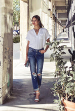 Load image into Gallery viewer, Distressed Roll-up Boyfriend Jeans