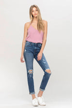 Load image into Gallery viewer, Distressed Roll-up Boyfriend Jeans