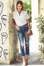 Load image into Gallery viewer, Distressed Roll-up Boyfriend Jeans