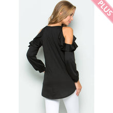 Load image into Gallery viewer, Black Ruffle Shoulder Top