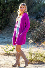 Load image into Gallery viewer, Fuzzy Fuchsia Cable Cardigan