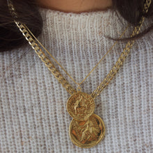 Load image into Gallery viewer, KW Signature Large Greek Two Sided Coin & Textured Chain -24KTP