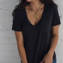 Load image into Gallery viewer, KW Signature Large Greek Two Sided Coin & Textured Chain -24KTP
