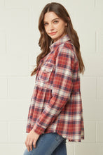 Load image into Gallery viewer, Peplum Plaid Button-up