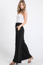Load image into Gallery viewer, Black Ruched Waist Flowy Pants