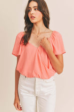 Load image into Gallery viewer, Surplice Flowy Sleeve Blouse -Shell Pink