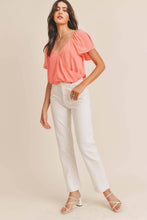Load image into Gallery viewer, Surplice Flowy Sleeve Blouse -Shell Pink
