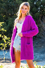 Load image into Gallery viewer, Fuzzy Fuchsia Cable Cardigan