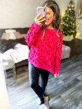 Load image into Gallery viewer, Pink + Red Leopard Plush Sweater
