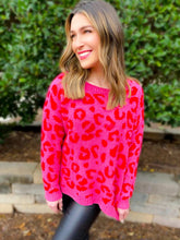 Load image into Gallery viewer, Pink + Red Leopard Plush Sweater