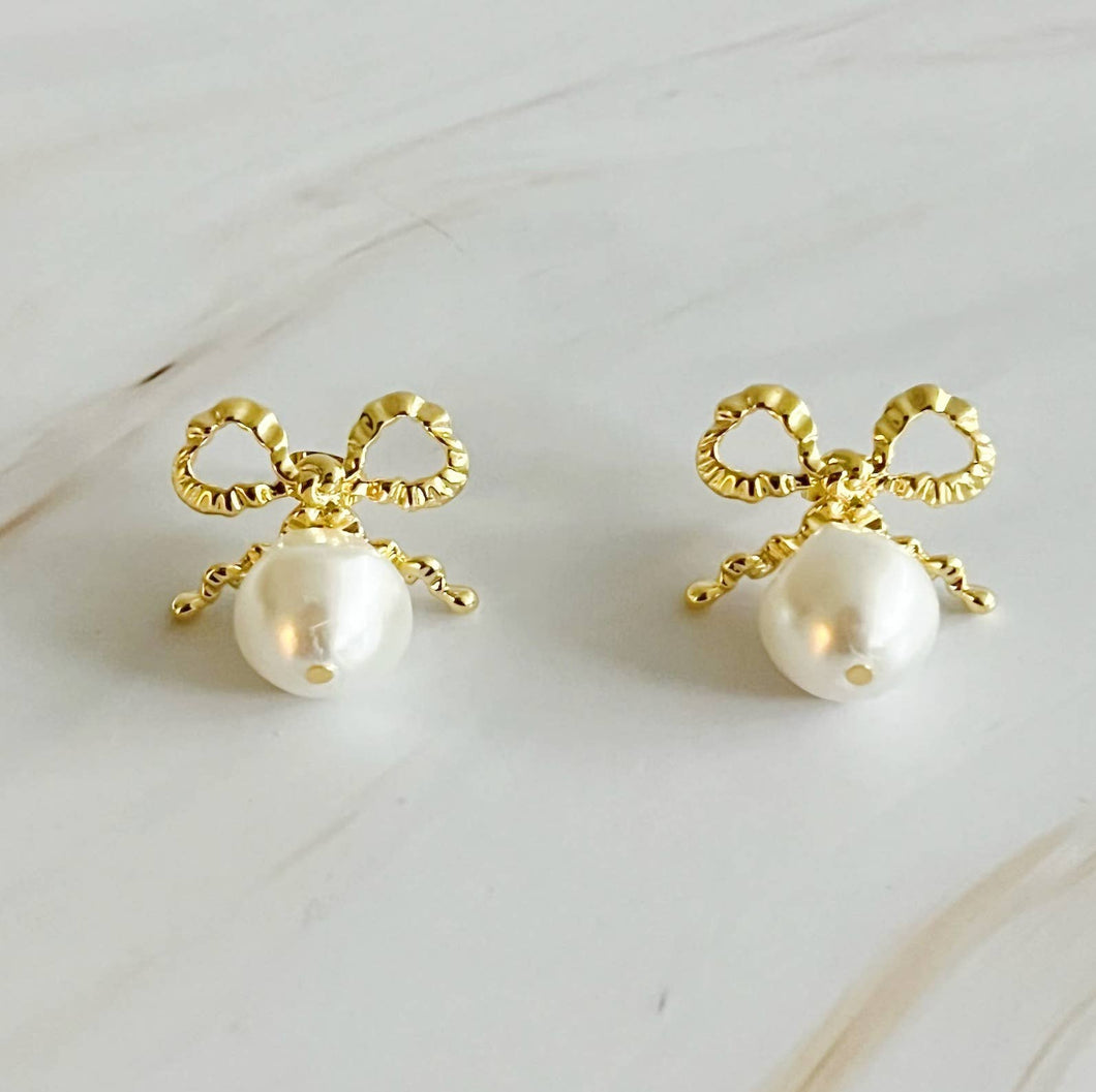 Pearl Bow Earrings