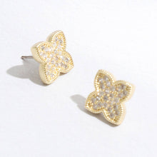 Load image into Gallery viewer, Gold CZ Pave Earrings
