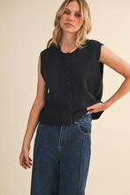 Load image into Gallery viewer, Noir Button-up Sweater Vest
