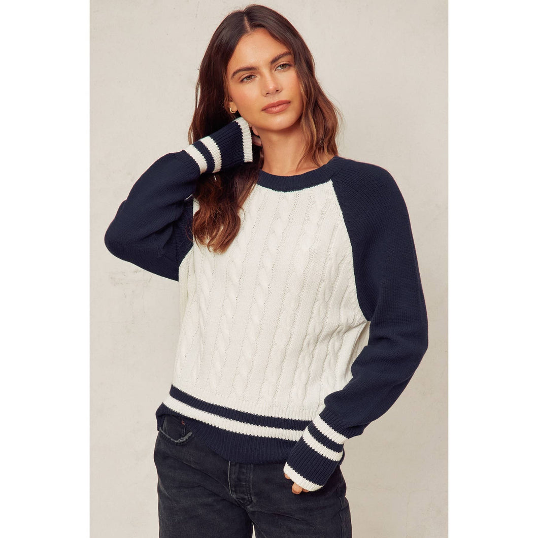 Cable Knit Stripe Raglan