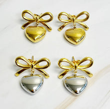 Load image into Gallery viewer, TT Bow + Heart Dangles
