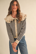 Load image into Gallery viewer, Striped Ruffle Cardi -Navy
