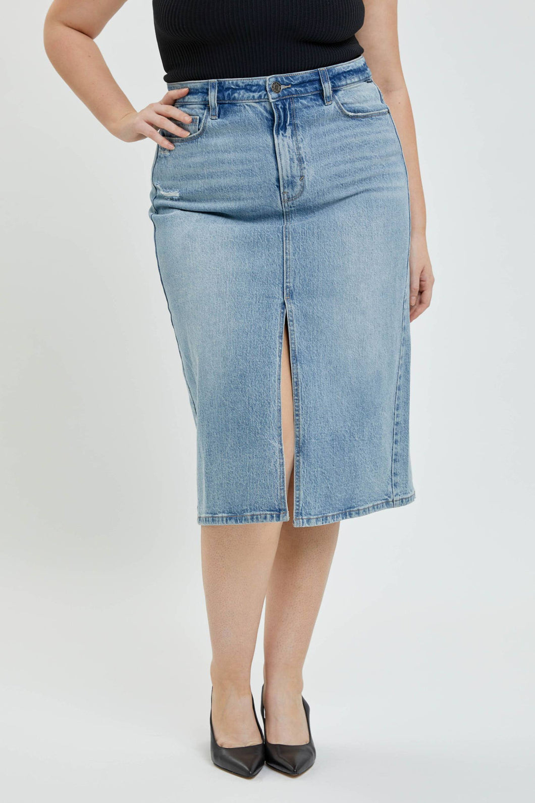 High Rise Midi Skirt