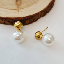 Load image into Gallery viewer, Gold Ball + Pearl Studs
