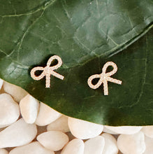 Load image into Gallery viewer, Mini Bow + Pave Earrings
