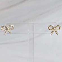 Load image into Gallery viewer, Mini Bow + Pave Earrings
