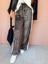 Load image into Gallery viewer, Leopard + Pink Velour Track Pants
