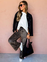 Load image into Gallery viewer, Leopard + Pink Velour Track Pants

