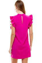 Load image into Gallery viewer, Magenta High Neck Ruffled Sleeve Dress
