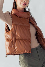 Load image into Gallery viewer, Cropped Puffer Vest - Dark Camel
