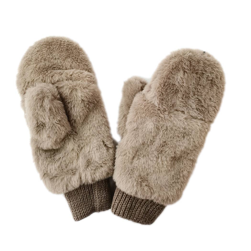 Faux Mink Fur Mittens