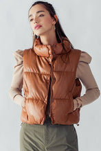 Load image into Gallery viewer, Cropped Puffer Vest - Dark Camel
