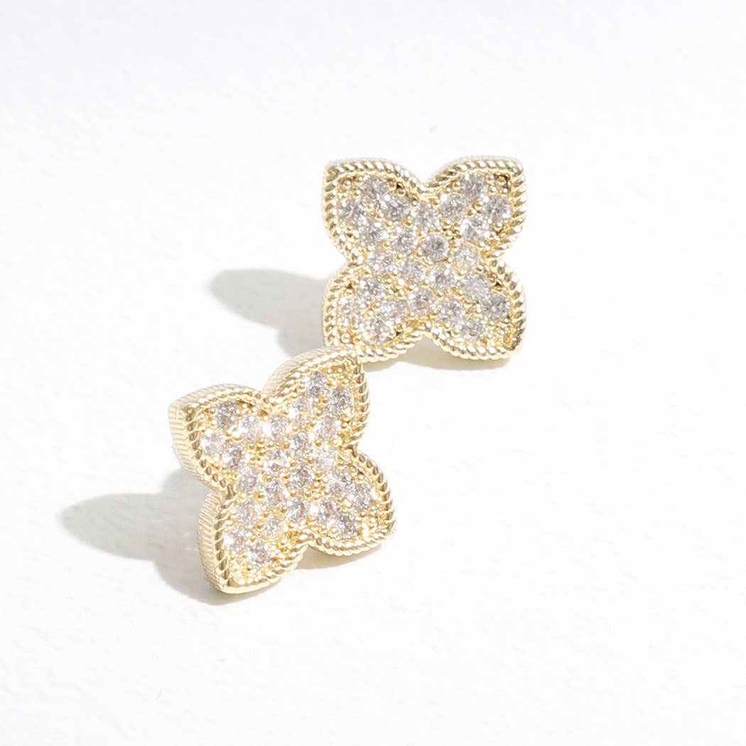 Gold CZ Pave Earrings