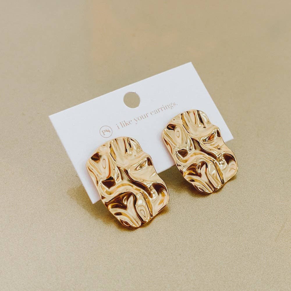 Crinkle Gold Earrings