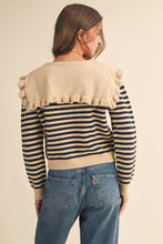 Load image into Gallery viewer, Striped Ruffle Cardi -Navy

