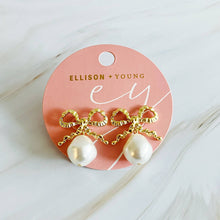 Load image into Gallery viewer, Pearl Bow Earrings
