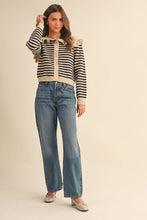Load image into Gallery viewer, Striped Ruffle Cardi -Navy
