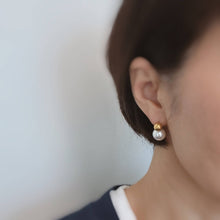 Load image into Gallery viewer, Gold Ball + Pearl Studs
