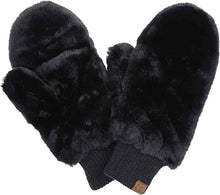 Load image into Gallery viewer, Black Faux Fur Mittens
