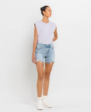Load image into Gallery viewer, High Rise Midi Denim Shorts
