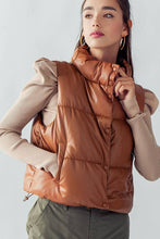 Load image into Gallery viewer, Cropped Puffer Vest - Dark Camel
